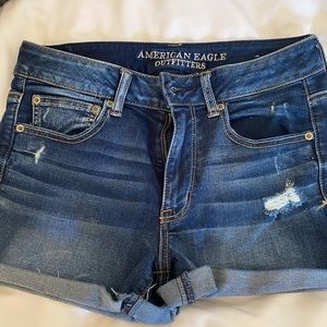 American eagle high rise ripped denim shorts